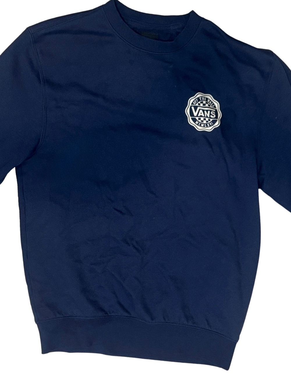 Vans Men's Dark Navy Crewneck Sweatshirt with Chest Badge